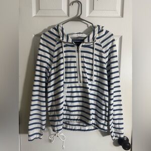 American Eagle Outfitters Blue and White Striped Zip-Up
